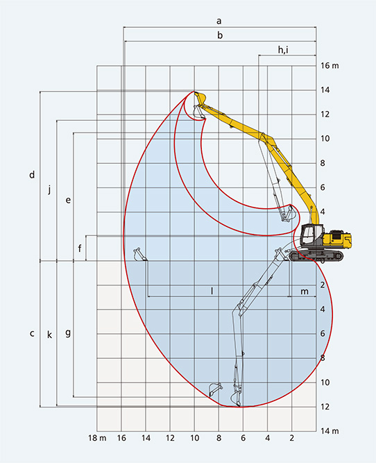 KOBELCO SK210LC-11 Long Reach Dimension Diagram